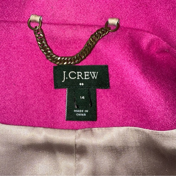 J Crew Peacoat Double Breasted Women's 14 Fushia Pink Wool Blend Tending EUC - Picture 9 of 10